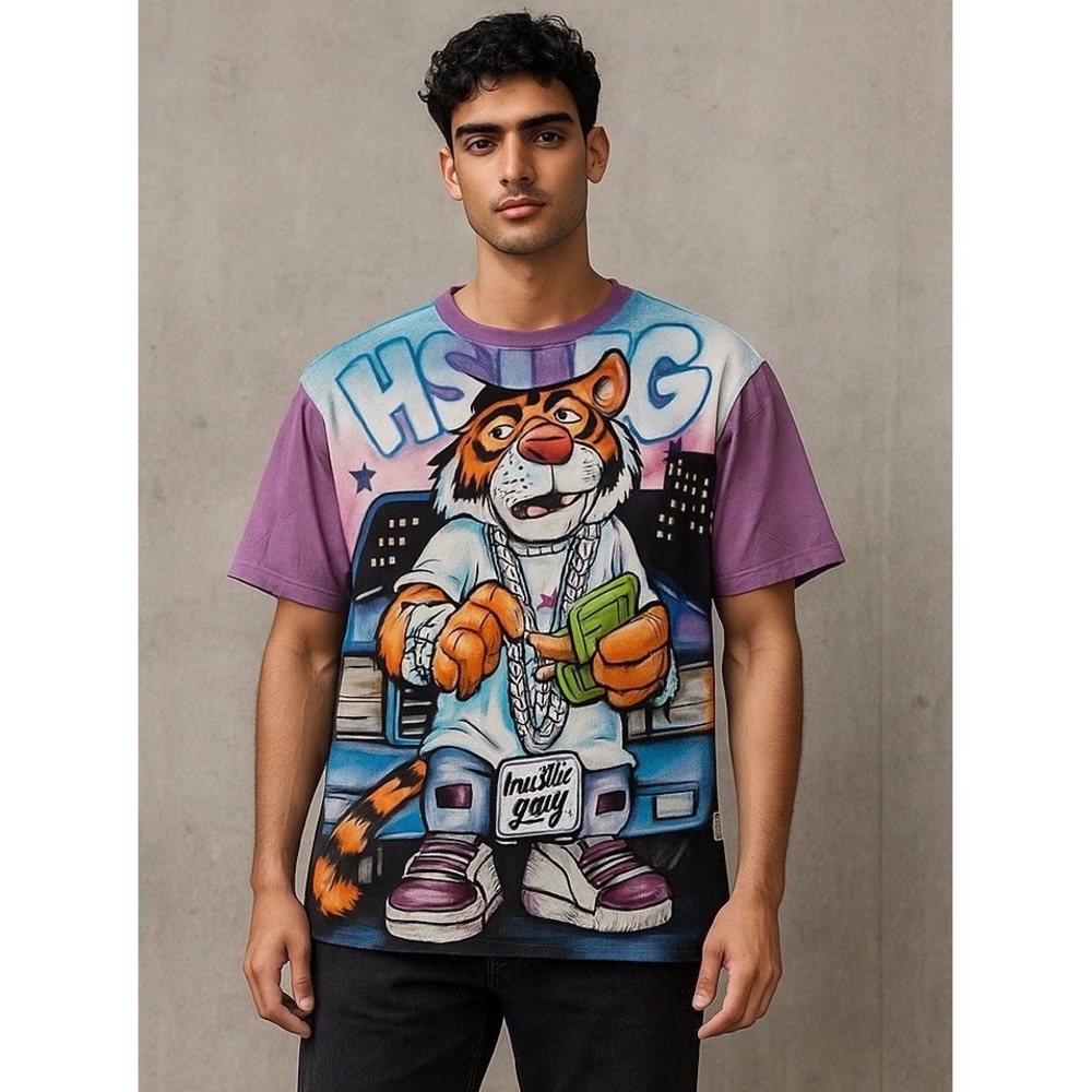 🔥 Hustle‎ gang Mens SZ 4X T-SHIRT  100% AUTHENTIC Size Large MULTICOLOR RARE 🔥
